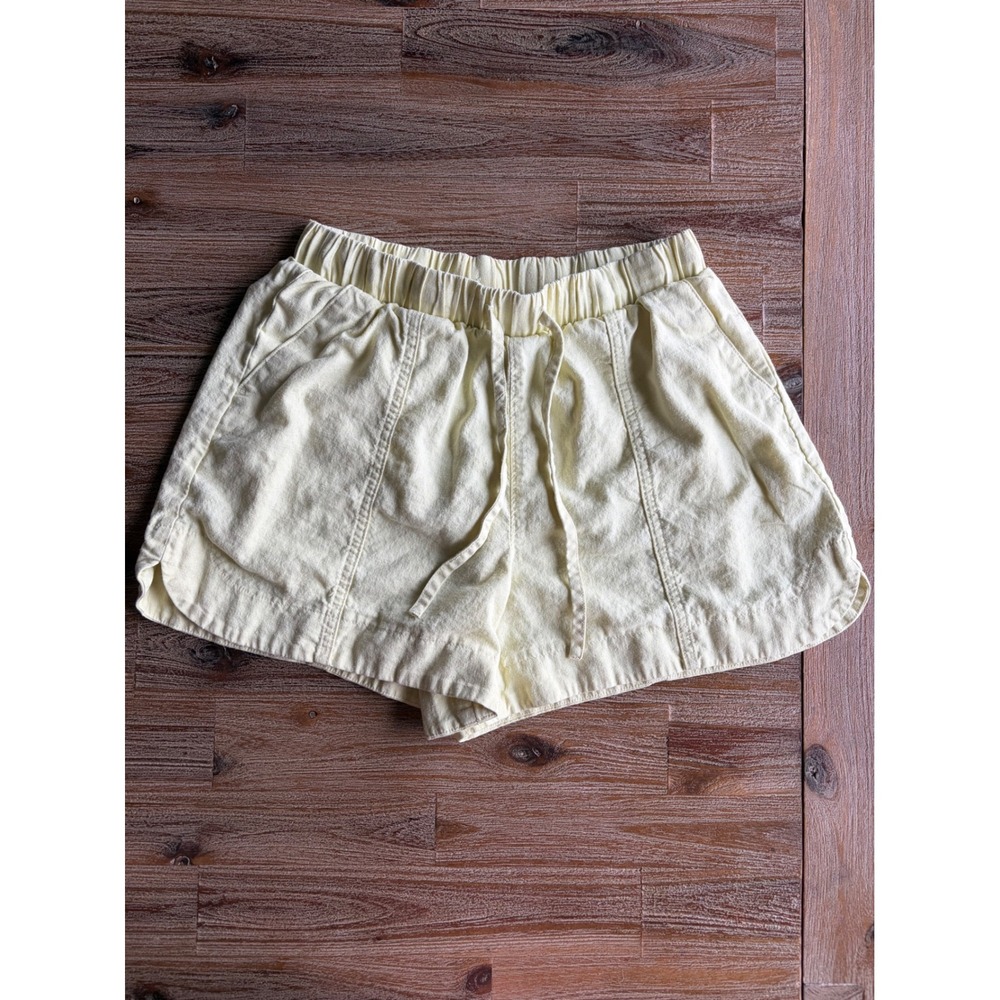 Universal Thread Butter Yellow Linen Blend Elastic Waist Drawstring Shorts